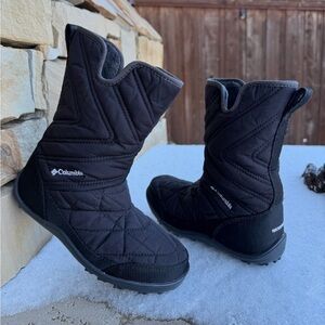 Columbia Minx Black Quilted Snow Rain Winter Boots Omni Heat water proof Sz-1. U